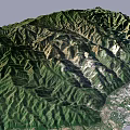 3D Garden Landscape With Mountainous Terrain Lush Green Vegetation And Natural Scenery
