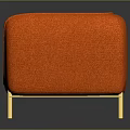 Stylish Modern Orange Two-Seater Sofa with Gold Legs and Comfortable Design