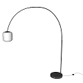 Sleek Modern Arched Floor Lamps With White Shades And Black Metal Frames For Home Decor