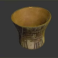 Traditional Handcrafted Ceramic Cup With Orange Interior And Colorful Geometric Patterns