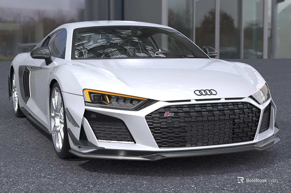 White Audi Sports Car With Aggressive Front Design 3d model 