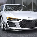 White Audi Sports Car With Aggressive Front Design