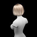 White Human Mannequin With Short Blond Hair And Prominent Breasts On Black Background