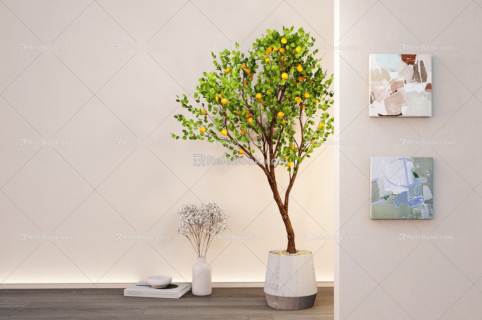 Green Plant Potted Lemon Tree Landscape Tree Potted Plant 3d model