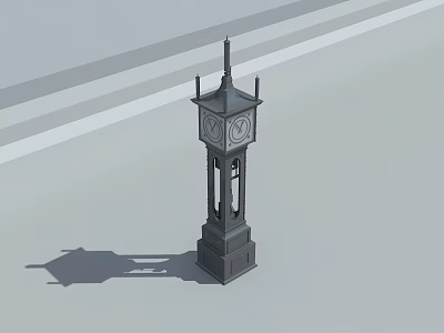 Classic Black Clock Tower With Intricate Spire And Square Base Design 3d model