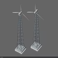 Industrial Wind Turbines with Metal Towers and White Blades for Energy Generation
