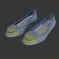 Diane Women's Flat Shoes White and Yellow Round Toe with Smooth Upper and Brown Sole