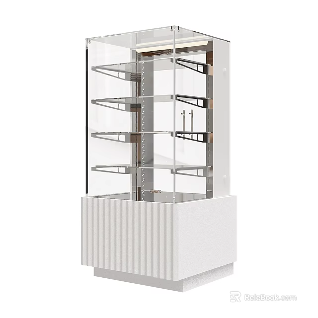 Modern White Display Cabinet Shelf with Glass Door and Multiple Shelves for Product 3d model 