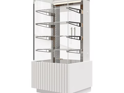 Modern White Display Cabinet Shelf with Glass Door and Multiple Shelves for Product 3d model