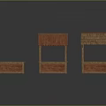 Three Wooden Market Stalls With Red Thatched And Flat Roof Structures