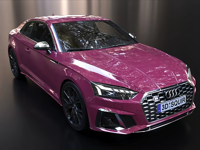 Sleek Modern Pink Audi Coupe With Sporty Exterior Design And Alloy Wheels 3d model