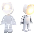 Human Shaped Decorative Lamps With Transparent And White Bodies And Illuminated Heads