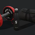 Essential Fitness Equipment Including Red Dumbbells Water Bottle And Yoga Mat