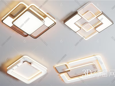 Modern LED Ceiling Lights Featuring Stylish Geometric Square And Diamond Shapes 3d model