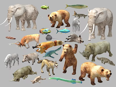 Reptile Wildlife Collection Featuring Crocodile Snake Lizard and Other Species 3d model