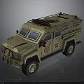 Sand colored Military Armored Vehicle With Roof Mounted Equipment Side Emblem And Large Tires