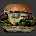 Juicy Beef Burger With Golden Bun Melted Cheese Fresh Lettuce And Tender Patty