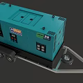 Blue Mobile Functional Generator Vehicle with Trailer Hitch and Dual Wheels 3d model