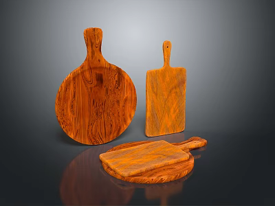 Wooden Cutting Boards with Various Shapes for Food Preparation in Kitchen 3d model