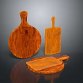 Wooden Cutting Boards with Various Shapes for Food Preparation in Kitchen