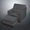 Modern Gray Single Sofa With Upholstered Fabric Ottoman In Living Room