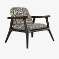 Modern Leisure Chair With Wooden Frame Armrests And Patterned Upholstered Seat Backrest
