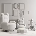 Modern Single Sofa Bear Single Casual Sofa Combination 3d model