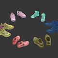 Various Styles Of Casual And Sports Shoes With Different Colors And Designs For Daily Wear