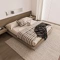 Minimalist Bedroom Interior With Wooden Headboard Bed Nightstands And Neutral Tones Blanket