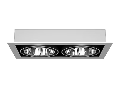 Modern Rectangular Ceiling Light Design With Two Round Light Heads And Sleek Surface 3d model