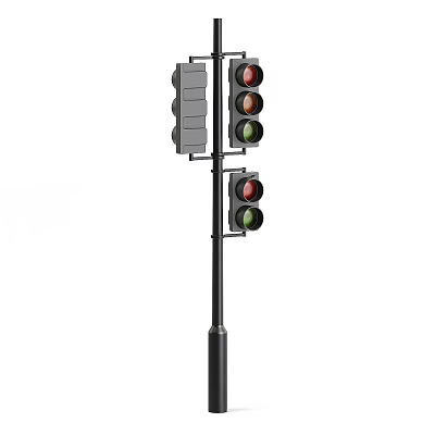 Outdoor Light for Traffic Control with Red Yellow Green Signal Lights on Street Pole 3d model