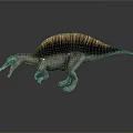 Realistic Spinosaurus Dinosaur 3D Model With Brown Sail And Open Mouth