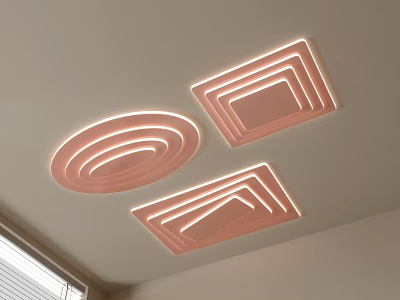Modern Ceiling Lights With Circular And Square Shapes LED Strip Design For Living Room 3d model