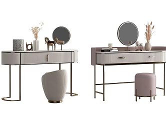 Modern Dressing Table Makeup Stool Combination 3d model
