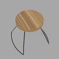 Modern Round Bar Stool With Wooden Seat And Black Curved Metal Legs Design