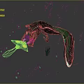 Green Mythical Creature Interacting With Blue Yellow Spotted Character In Dark Space With Floating Lights