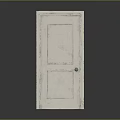 Classic White Panel Door With Wooden Frame And Simple Doorknob Feature Design 3d model