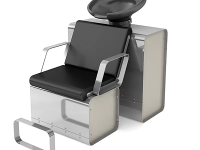 Modern Black Leather Massage Chair With Metal Frame Armrests And Headrest 3d model