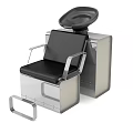 Modern Black Leather Massage Chair With Metal Frame Armrests And Headrest