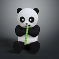Cute Cartoon Black and White Panda Game Movie Character Sitting Holding Green Bamboo
