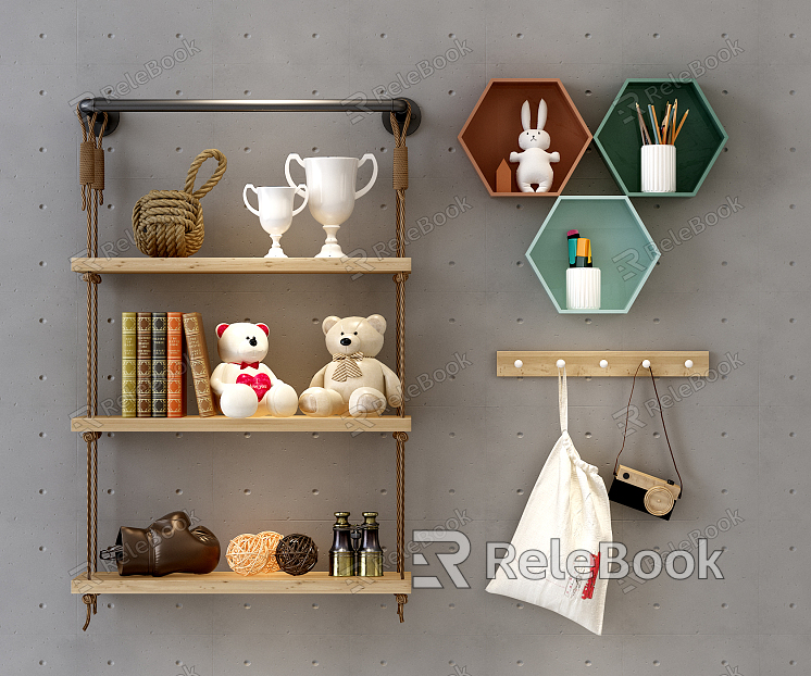 Modern Wall Shelf Wall Decorations Bookshelf model