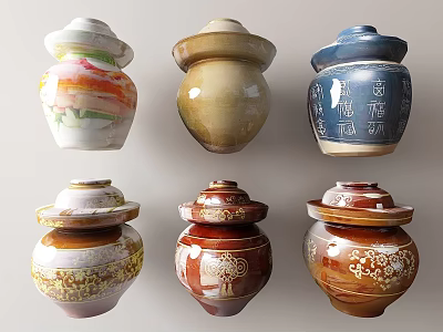 New Chinese Style Pottery Pot Ornaments New Chinese Style Pickle Pot Jar Pot 3d model