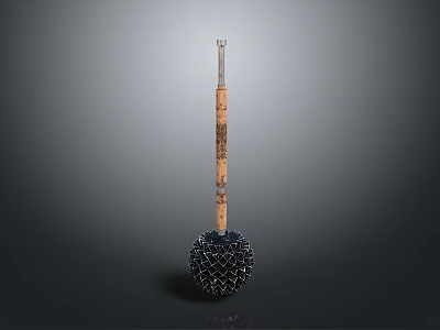 Traditional Weapon With Wooden Handle And Metal Spiked Ball Structure Design 3d model