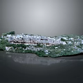 Wood Stone with Green Moss White Spots and Natural Texture on Black Background