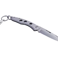 Portable Stainless Steel Folding Knife with Keychain and Ergonomic Handle Design