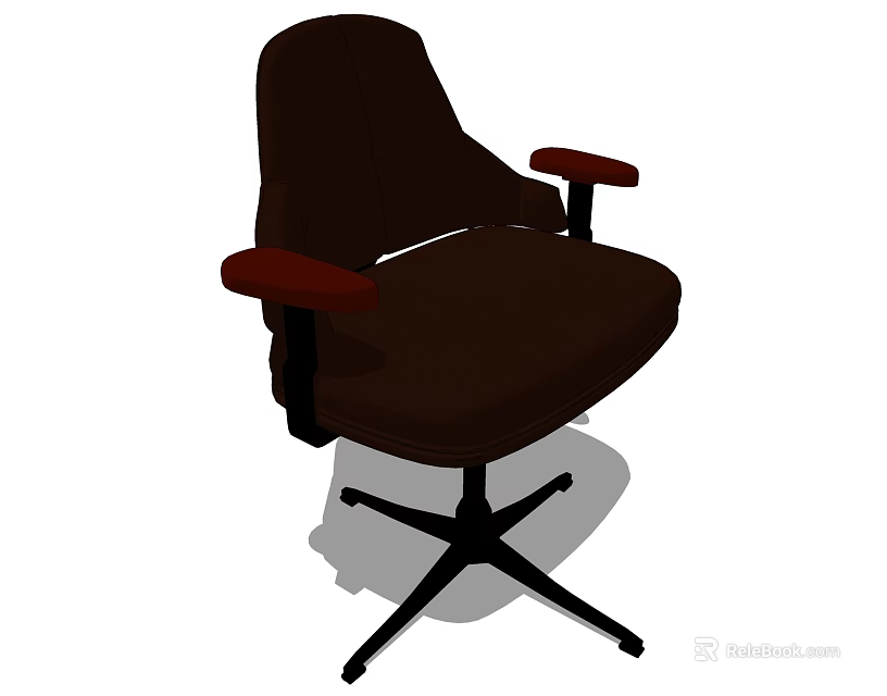 Brown Office Chair With Armrests Five Star Base And Wheels 3d model