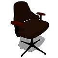 Brown Office Chair With Armrests Five Star Base And Wheels 3d model