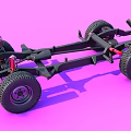 Mechanical Vehicle Chassis Structure With Four Large Tires And Frame Components