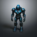 Blue Futuristic Mech Robot With Metallic Armor And Glowing Chest Light