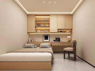 Cream Style Bedroom Log Style Bedroom Children's Room Study Room Elderly Room Small Bedroom 3d model
